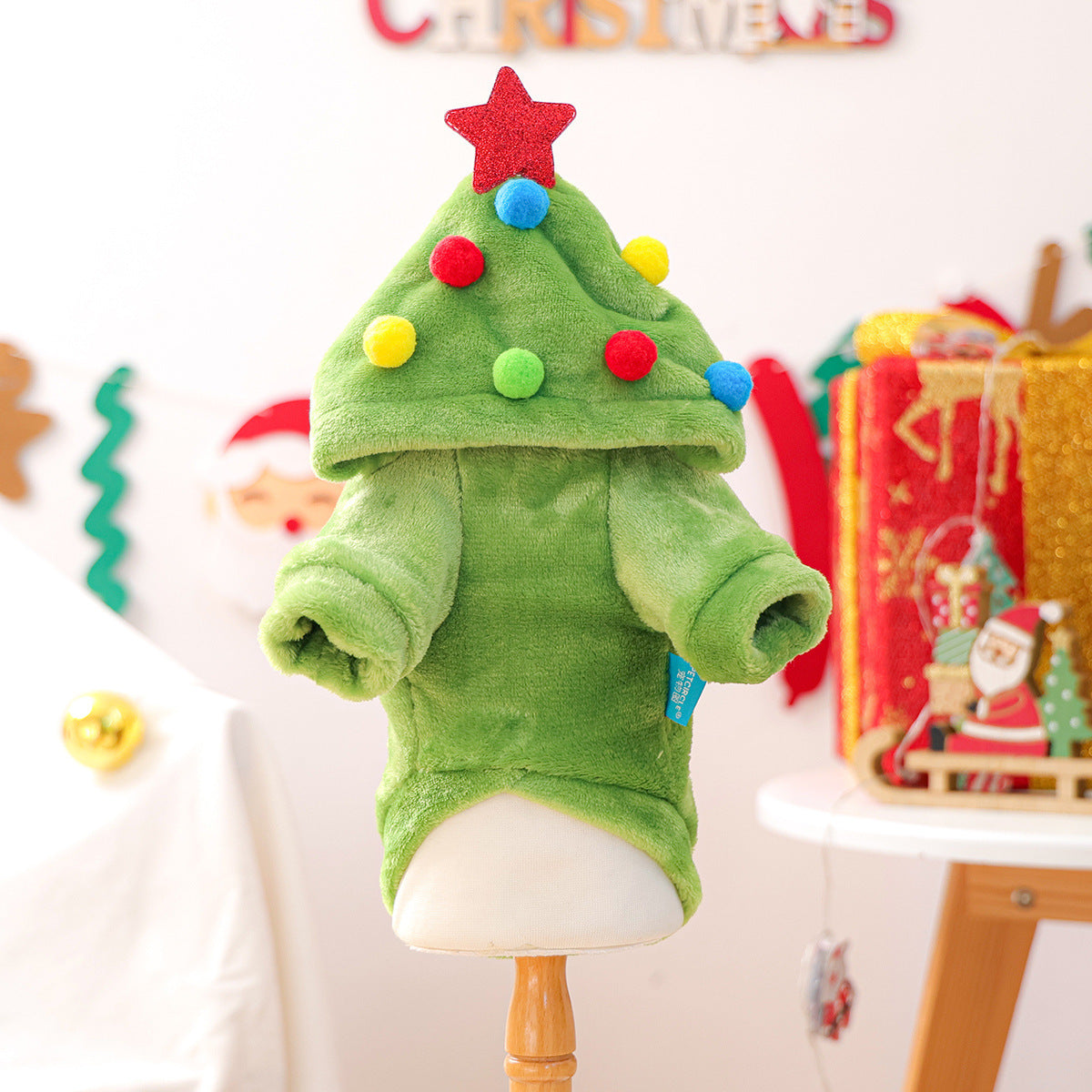 Christmas Tree Fleece Hooded Dog Cat Hoodie