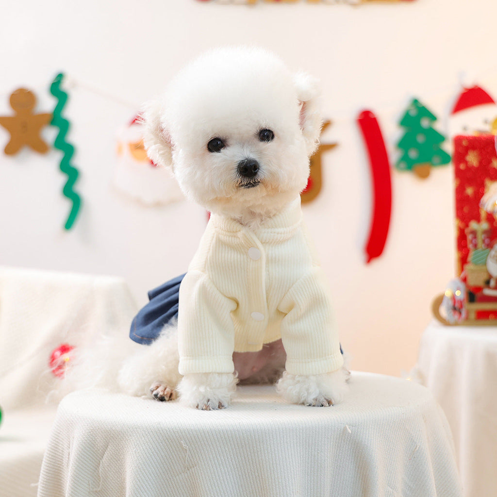 Christmas Tree Denim Dog Cat Dress/Jacket