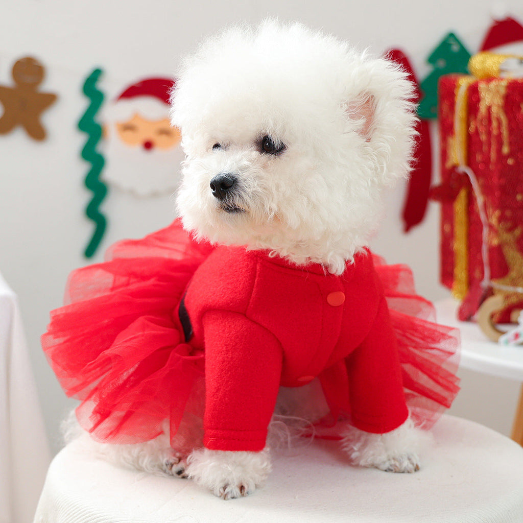 Santa Pattern Christmas Dog Cat Princess Dress